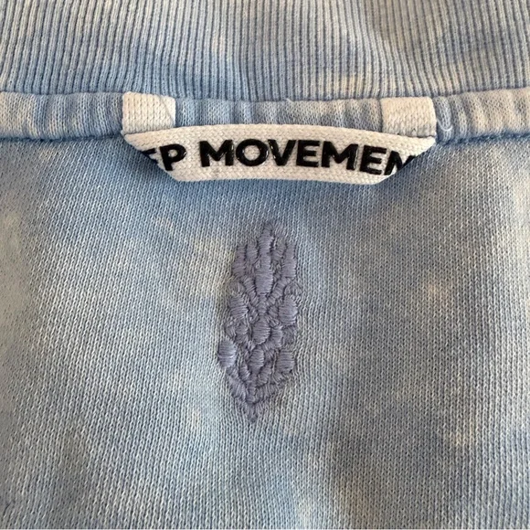 Free People Movement Valley Girl Sweatshirt Acid Wash Blue Quarter-Zip Pullover - Picture 9 of 12